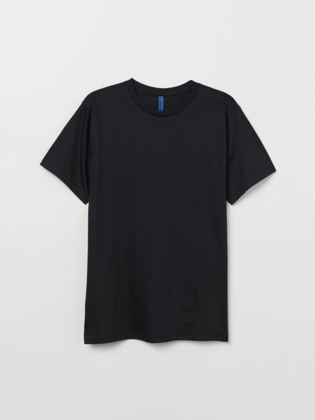 Men Black Solid Cotton T-shirt Regular Fit